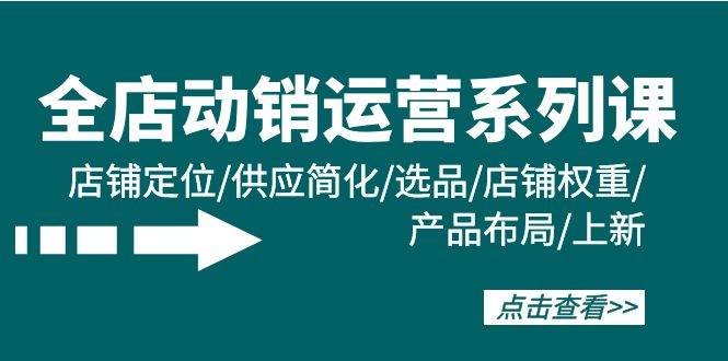 全店·动销运营系列课：店铺定位/供应简化/选品/店铺权重/产品布局/上新-智创资源网