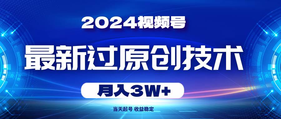 2024视频号最新过原创技术，当天起号，收益稳定，月入3W+-智创资源网