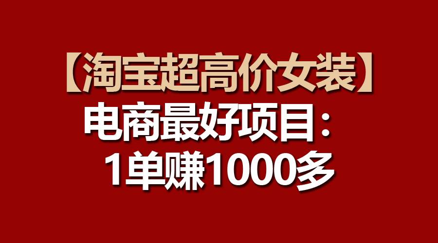 【淘宝超高价女装】电商最好项目：一单赚1000多-智创资源网