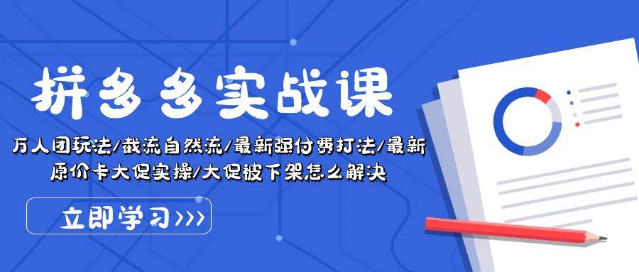 拼多多·实战课：万人团玩法/截流自然流/最新强付费打法/最新原价卡大促..-智创资源网