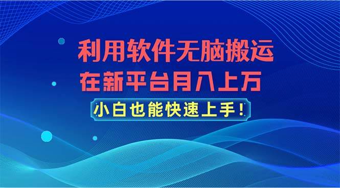 利用软件无脑搬运，在新平台月入上万，小白也能快速上手-智创资源网