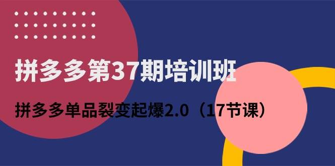 拼多多第37期培训班：拼多多单品裂变起爆2.0（17节课）-智创资源网