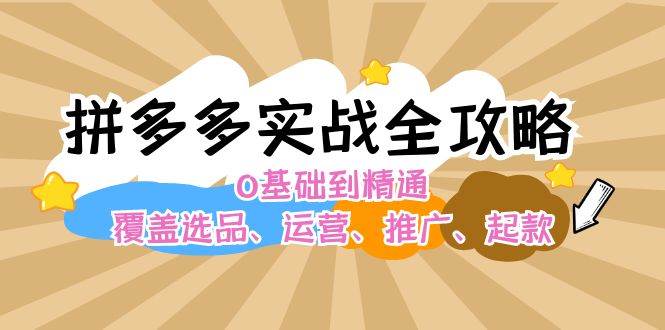 拼多多实战全攻略：0基础到精通，覆盖选品、运营、推广、起款-智创资源网