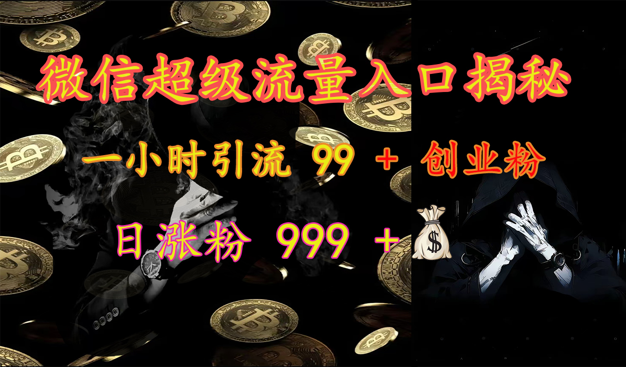 微信超级流量入口揭秘：一小时引流 99 + 创业粉，日涨粉 999 +【揭秘】-智创资源网