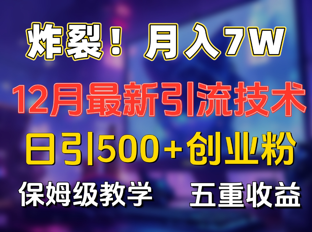 炸裂！月入7W+揭秘12月最新日引流500+精准创业粉，多重收益保姆级教学-智创资源网