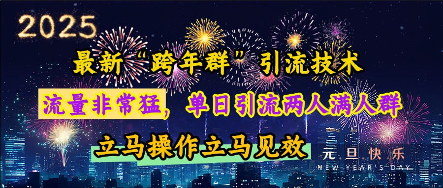 最新“跨年群”引流，流量非常猛，单日引流两人满人群，立马操作立马见效-智创资源网