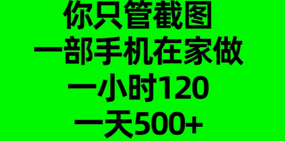 你只管截图，一部手机在家做，一小时120，一天500+-智创资源网