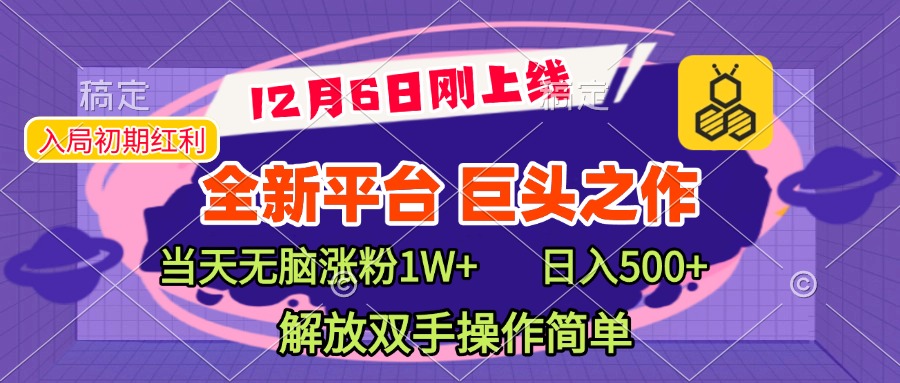 全新引流平台，巨头之作，当天无脑涨粉1W+，日入现500+，解放双手操作简单-智创资源网