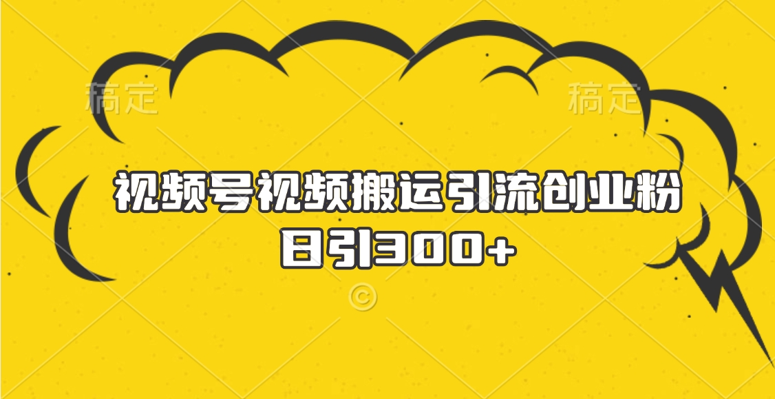 视频号视频搬运引流创业粉，日引300+-智创资源网