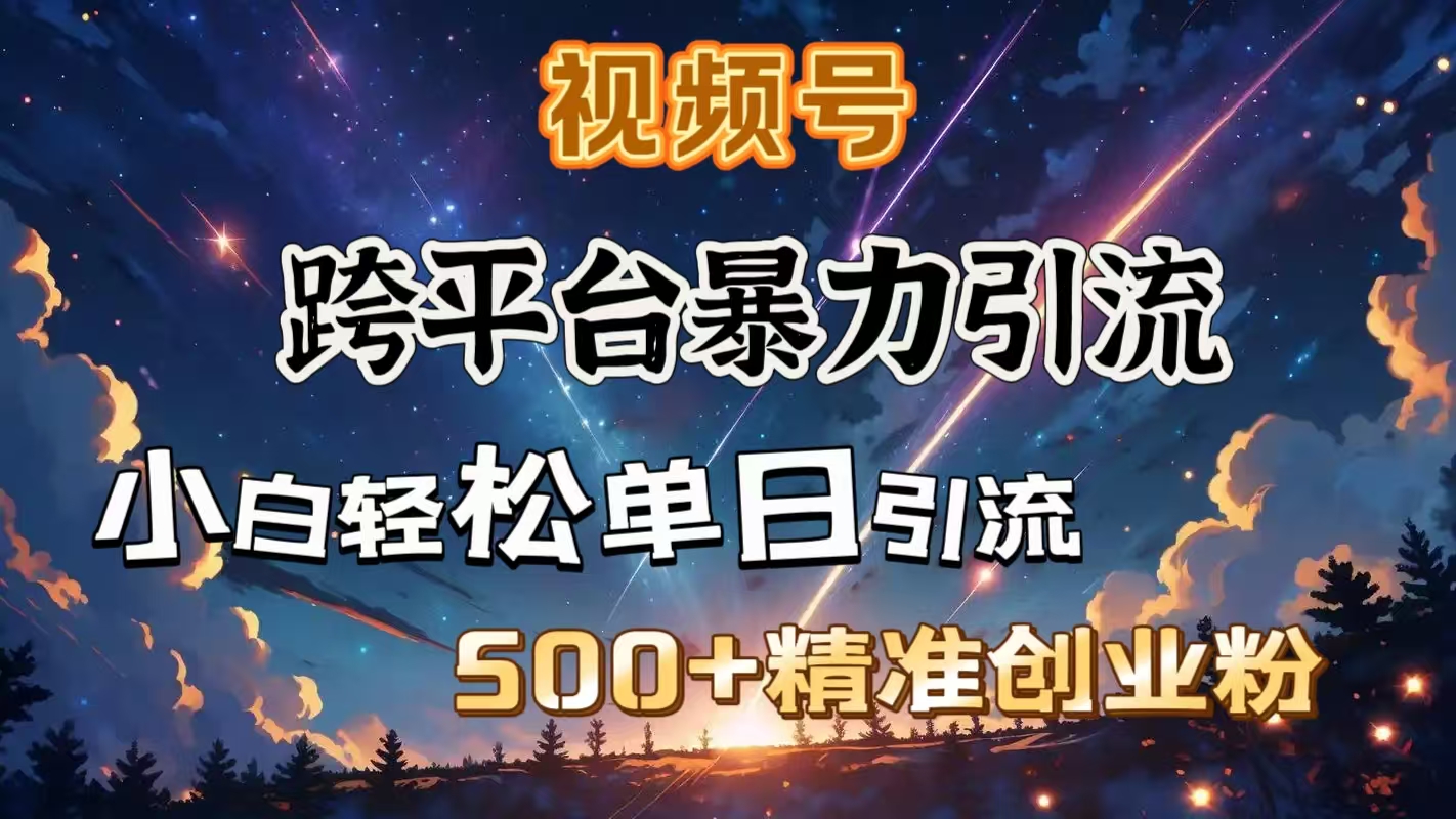 视频号跨平台暴力引流，小白轻松单日引流500＋精准创业粉-智创资源网