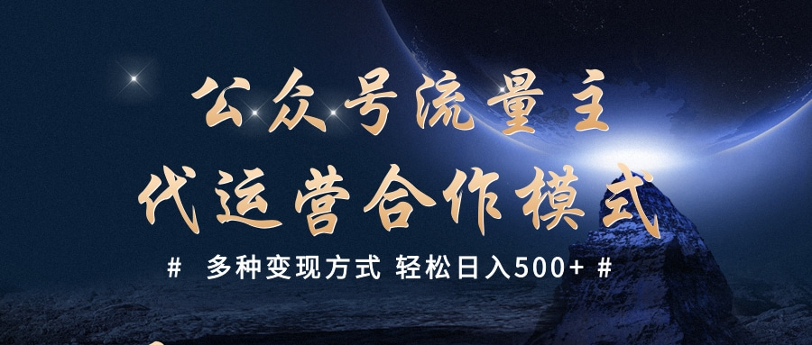 公众号流量主代运营  多种变现方式 轻松日入500+-智创资源网