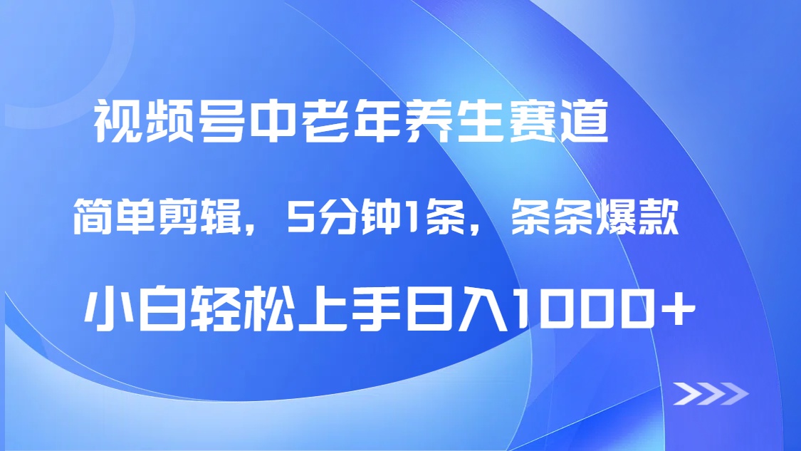 DeepSeek+既梦做视频号中老年养生赛道，条条爆款5分钟1条，轻松日入1000+-智创资源网